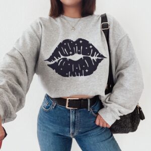 Oversized Kiss Lips Grunge Sassy Sweatshirt